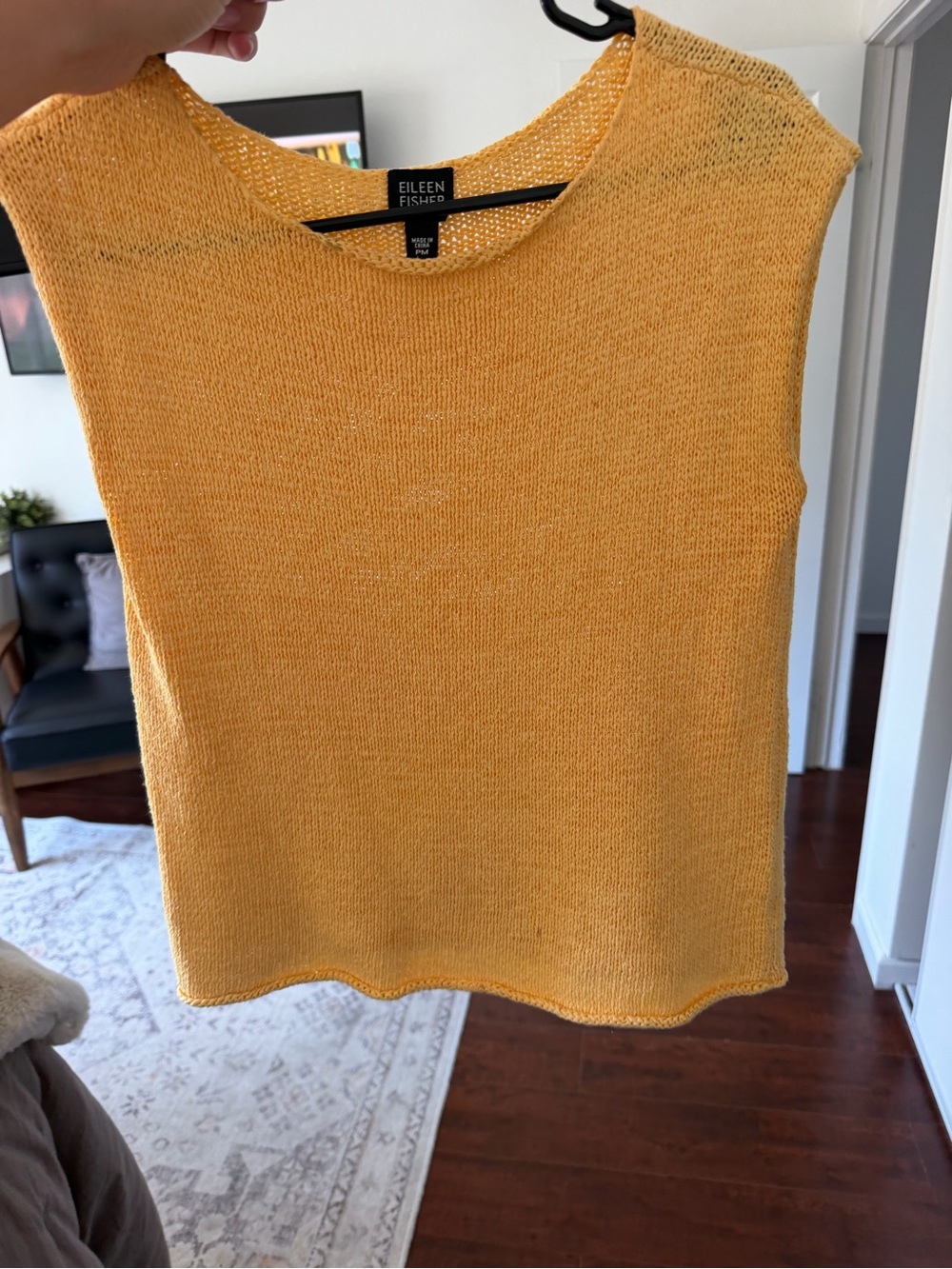 EILEEN FISHER Petite Sleeveless Knit Top in Warm Mustard